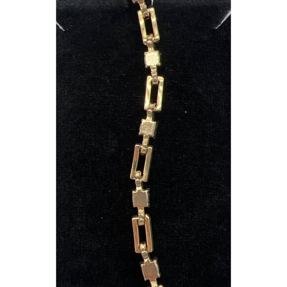 Gold-Tone Link Bracelet With Multicolor Gemstones & Fold-Over Clasp 7 Inches - Picture 6 of 6